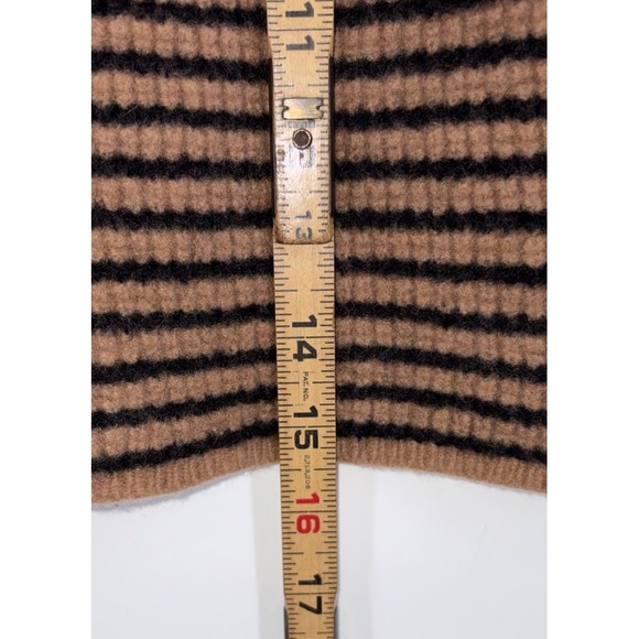 Madewell Waffle Knit Wool Turtleneck Sweater Striped Minimalist‎ Neutral Cozy XS - Picture 4 of 7